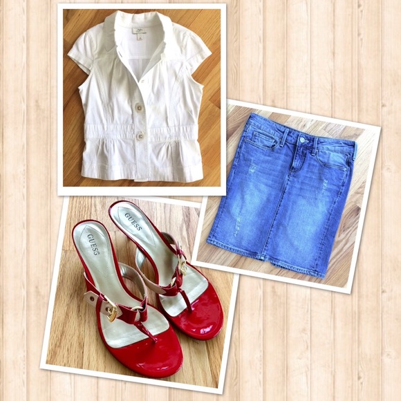 Guess Kitten Heel Red Patent Leather Sandals w/ Buckles Sz9.5 - Picture 7 of 7